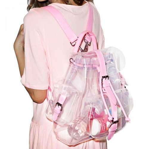  ANPI Cute Stylish Summer Clear Backpack Rucksack Knapsack Satchel Transparent for Girls and Ladies Pink
