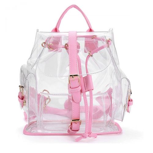  ANPI Cute Stylish Summer Clear Backpack Rucksack Knapsack Satchel Transparent for Girls and Ladies Pink