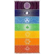 [아마존베스트]HAPPYX Yoga Mat Towel 7 Chakra Rainbow Colours Multifunctional Cotton Bohemia Mandala YogaD