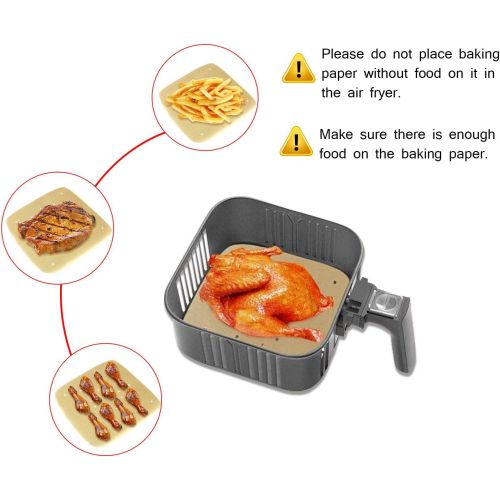  ANQIA Air Fryer Parchment Paper Liners（8.7×8.7） 100Pcs Compatible with XXL Philips, NuWave Brio, Chefman, OMORC, Cuisinart, COSORI, Cooks Essentials, Power Airfryer Oven, Chef di Cucina,