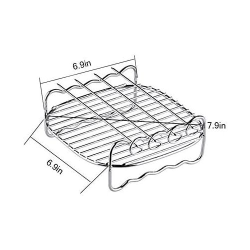  ANQIA Air Fryer Double Layer Rack, Air Fryer Accessories Multi-purpose Rack Fits Most 4.2QT or Above（8in,4pins）