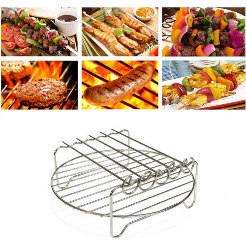  ANQIA Air fryer Double Layer Round Rack with 5 Skewers Fitting XL Air Fryers（9in,Fit 5.3 QT or Above）