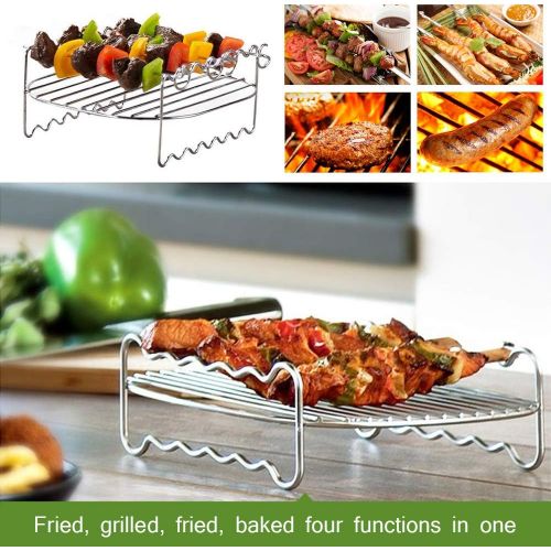  [아마존베스트]ANQIA Air Fryer Double Layer Rack, Air Fryer Accessories Multi-purpose Rack Fits Most 4.2QT or Above（8in,4pins）