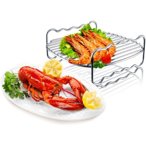  [아마존베스트]ANQIA Air Fryer Double Layer Rack, Air Fryer Accessories Multi-purpose Rack Fits Most 4.2QT or Above（8in,4pins）