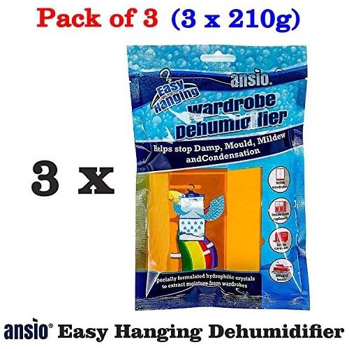  ANSIO Interieur Aufhangen Garderobe Luftentfeuchter, 210 g, 3er Pack