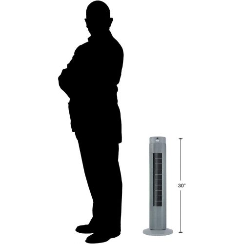  ANSIO Oszillierender Turmventilator mit Fernsteuerung Saulenventilator 75 CM/30 zoll 3-stufigem Windmodus mit 3 Drehzahlen und langem Kabel(1,75m). Grau (Batterien NICHT im enthalten) 2