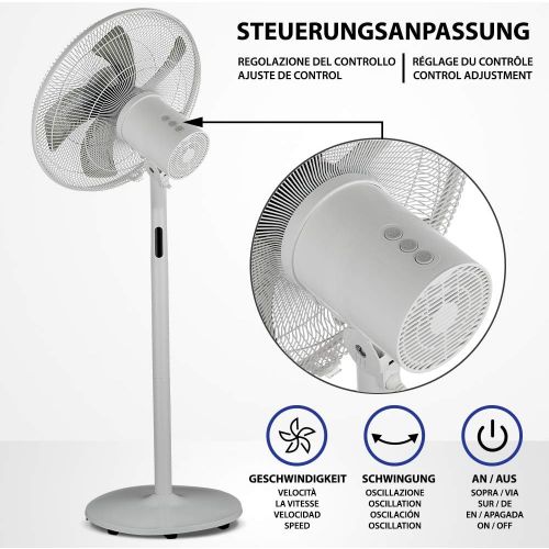  [아마존베스트]ANSIO Floor Fan 40 cm with Remote Control 5 Blades 12 Speeds DC Motor