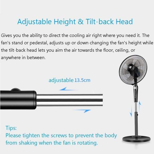  ANSIO FAN LYFS Pedestal Stand Floor-Standing Can Be Rotated Adjustable Height 4 Speed Setting Mute 16-Inch Black