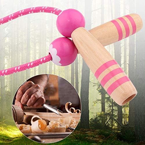  [아마존베스트]ANSUG 2 pieces skipping rope children, adjustable cotton rope skipping with cartoon wooden handle for boys and girls.