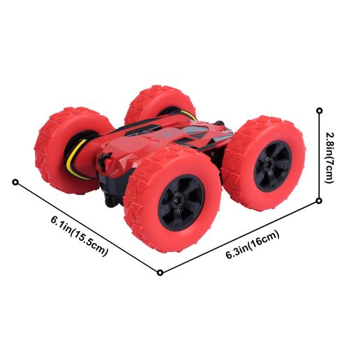  ANTAPRCIS Remote Control Stunt Car Toy, 2.4G RC Vehicle Spining Flip Flash Double Sided 360°Rolling Rotating Rotation for Kids Birthday Festival Present Gift, Red