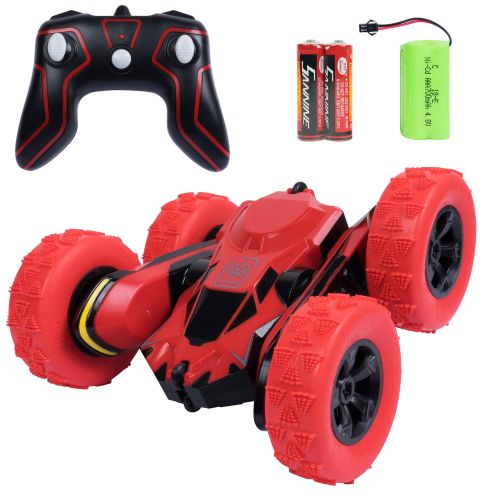  ANTAPRCIS Remote Control Stunt Car Toy, 2.4G RC Vehicle Spining Flip Flash Double Sided 360°Rolling Rotating Rotation for Kids Birthday Festival Present Gift, Red