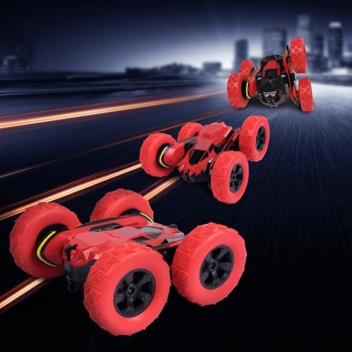  ANTAPRCIS Remote Control Stunt Car Toy, 2.4G RC Vehicle Spining Flip Flash Double Sided 360°Rolling Rotating Rotation for Kids Birthday Festival Present Gift, Red