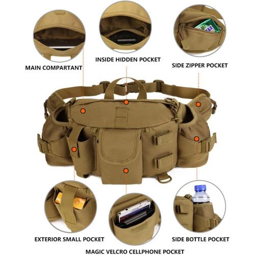  ANTARCTICA 1050D Military Tactical Waist Pack Bag Fanny Pack Sling Bag Range Bag EDC Camera Bag with Shoulder Strap for Outdoor,Sports,Jogging,Walking,Hiking,Cycling