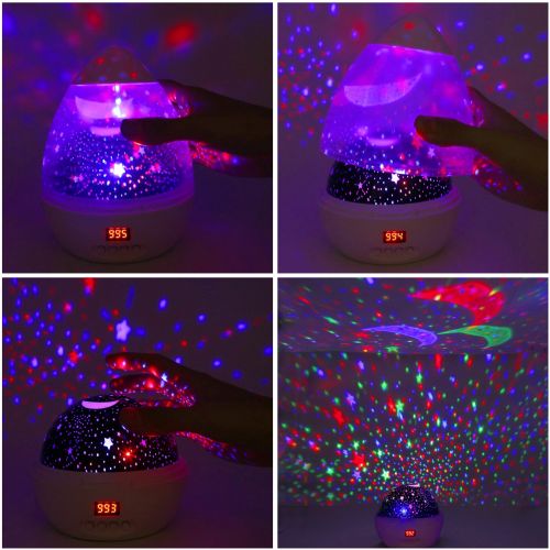  Star Sky Night Lamp,ANTEQI Baby Lights 360 Degree Romantic Room Rotating Cosmos Star Projector with LED Timer Auto-Shut Off for Kid Bedroom,Christmas Gift (Black)