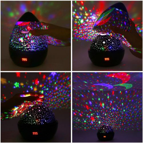  Star Sky Night Lamp,ANTEQI Baby Lights 360 Degree Romantic Room Rotating Cosmos Star Projector with LED Timer Auto-Shut Off for Kid Bedroom,Christmas Gift (Black)