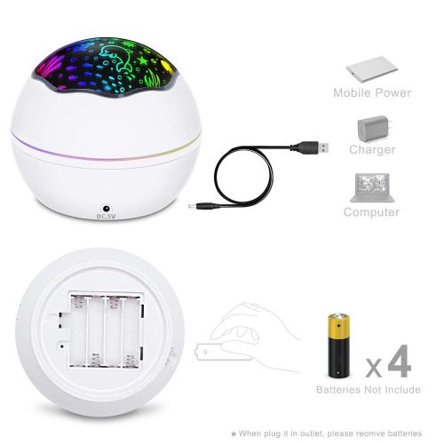  ANTEQI Star Projector Night Lights for Kids, Led Multiple Colors 360 Degrees Rotating Ocean/Cosmos Star Sky Night Lamp for Baby Bedroom (White)