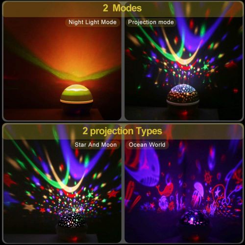  ANTEQI Star Projector Night Lights for Kids, Led Multiple Colors 360 Degrees Rotating Ocean/Cosmos Star Sky Night Lamp for Baby Bedroom (White)