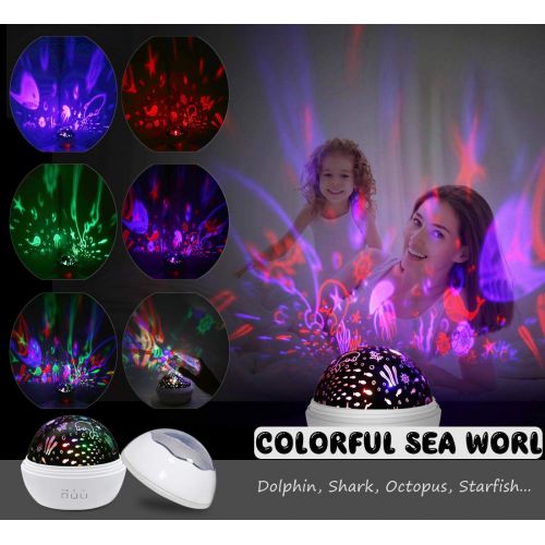  ANTEQI Star Projector Night Lights for Kids, Led Multiple Colors 360 Degrees Rotating Ocean/Cosmos Star Sky Night Lamp for Baby Bedroom (White)