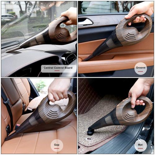  ANTEQI Car Vacuum Cleaner Handheld Auto Vacuums Cord DC 12V Lightweight Dry Hand Vac for Automotive Interior Clean and Home Pet Hair,Cigarette Ash (Wood Grain)