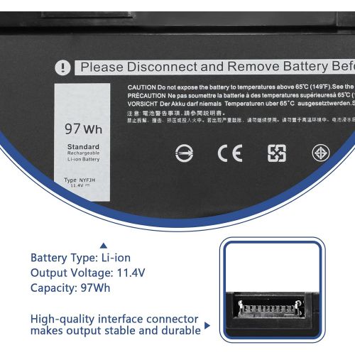  ANTIEE 97Wh NYFJH Laptop Battery Replacement for Dell Precision 7530 7730 7540 7740 P74F P74F001 P74F002 P34E P34E001 P34E002 Series GW0K9 0WNRC 0NYFJH 0GW0K9 11.4V 8070mAh 9 Cell