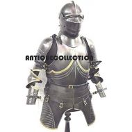 ANTIQUECOLLECTION Medieval Breastplate Black Knight Suit Armor Wearable Costume