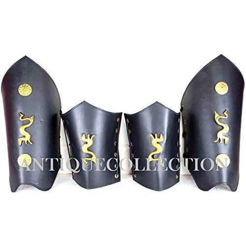  ANTIQUECOLLECTION Medieval Halloween Christmas Viking Costumes Roman Leather Armor Leg Arm Guard