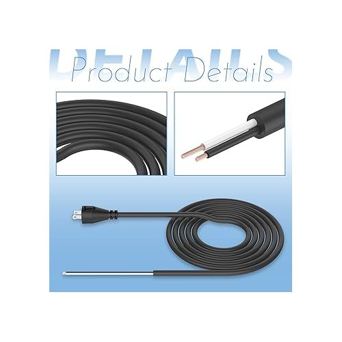  ANTOBLE 33007898 2 Wire 16 Gauge Power Cord Replacement Cord for DEWALT DW704 DW705 DW708 DW718 DW849 DW360 DW384 DWP849X (10 ft)