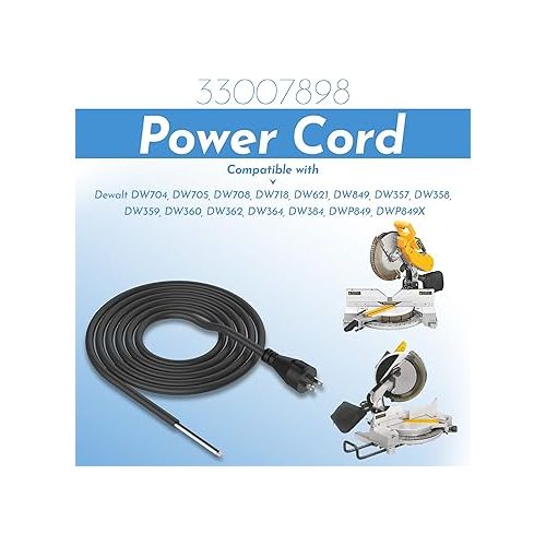  ANTOBLE 33007898 2 Wire 16 Gauge Power Cord Replacement Cord for DEWALT DW704 DW705 DW708 DW718 DW849 DW360 DW384 DWP849X (10 ft)