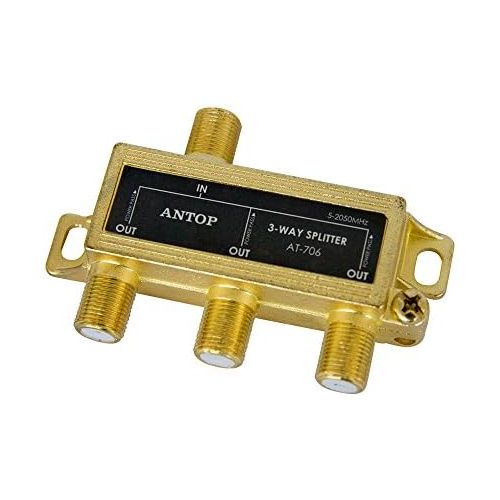  [아마존베스트]3 Way TV Signal Splitter,ANTOP Digital Coax Cable Splitter 2GHz- 5-2050MHz High Performance for Satellite/Cable TV Antenna