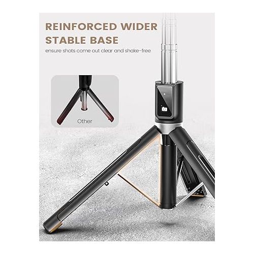  Selfie Stick Phone Tripod with Remote, Portable 5 in 1 Selfie Stick Phone Tripod, Wireless Selfie Stick Tripod for Cell Phone Compatible with iPhone 15/14/13 Pro Max Gopro Android