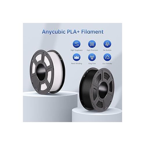  ANYCUBIC PLA Plus 3D Printer Filament 1.75mm, High Toughness 3D Printing Filament, PLA+ Filament with Dimensional Accuracy +/- 0.02mm, Print with Most FDM 3D Printers, 1KG Spool, Black