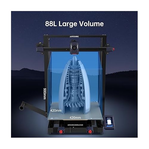  Anycubic Kobra 2 Max 3D Printer, 500mm/s High-Speed Printing 88L Large Printing Volume with Auto Leveling Vibration Compensation Flow Control Enhanced Print Quality & Detail, Big Size 420x420x500mm
