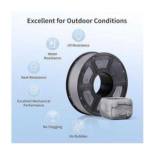  ANYCUBIC ASA Filament 1.75mm, Weather & Heat Resistant, 3D Printer Filament Suitable for Printing Outdoor Functional Parts, Dimensional Accuracy +/- 0.02mm, 1KG Spool, Gray