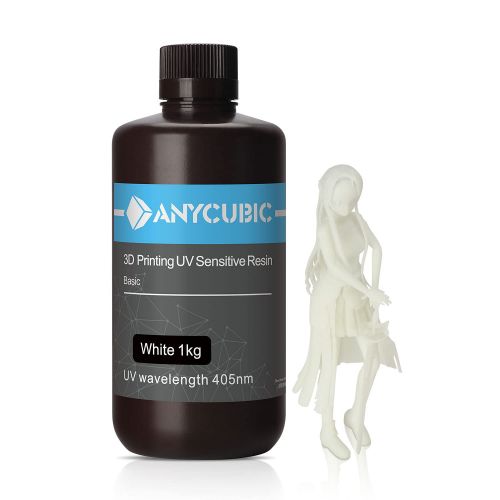  ANYCUBIC 3D Printer Resin, 405nm High Precision Fast Curing UV Photopolymer Resin for LCD 3D Printing 500ml White