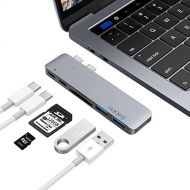 ANYQOO AnyQoo Thunderbolt 3 USB C Hub Type-C Hub Adapter with Pass-Through Charging, 40Gbs Thunderbolt 3, 2 USB 3.0 Ports and SD/TF Card Reader for 13&15 New MacBook Pro 2016/2017/2018 (G
