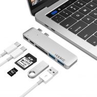 ANYQOO AnyQoo Thunderbolt 3 USB C Hub Type-C Hub Adapter with Pass-Through Charging, 40Gbs Thunderbolt 3, 2 USB 3.0 Ports and SD/TF Card Reader for 13&15 New MacBook Pro 2016/2017/2018 (H