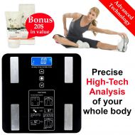ANYURE Smart Digital Body Scale Body Fat Analyzer Wireless Bathroom Automatic BMI Muscle Water...