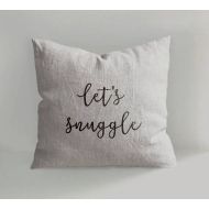 /ANamDesign Lets snuggle - Hand Drawn Linen Pillow Cover -Decorative Pillow - Throw Pillow - Natural Linen - Scandinavian Style - Hand draw - Cushion