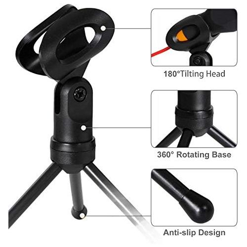  [아마존베스트]AOBETAK Kondensator Mikrofone mit Stander fuer PC und Smartphone, 3,5mm Klinke Gaming Microphone mit 3,5 mm Kopfhoerer Splitter, fuer Loptop iPad,Mac,Handy,Aufnahme,Singen,YouTube,Kar