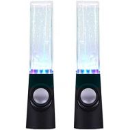 [아마존베스트]Aoboo Led Light Dancing Water Speakers Fountain Music for Desktop Laptop Computer PC (Two pcs),USB Powered Stereo Speakers 3.5mm Audio (Black,Line-in Speakers)