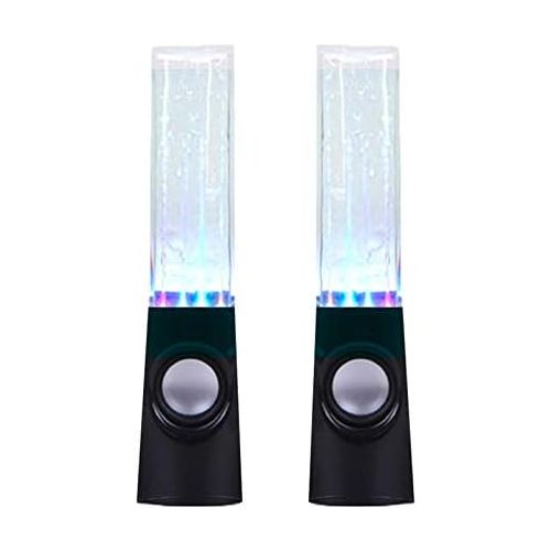  [아마존베스트]Aoboo Led Light Dancing Water Speakers Fountain Music for Desktop Laptop Computer PC (Two pcs),USB Powered Stereo Speakers 3.5mm Audio (Black,Line-in Speakers)