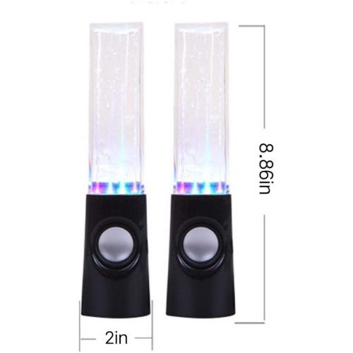  [아마존베스트]Aoboo Led Light Dancing Water Speakers Fountain Music for Desktop Laptop Computer PC (Two pcs),USB Powered Stereo Speakers 3.5mm Audio (Black,Line-in Speakers)