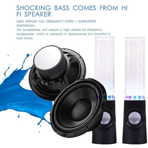  [아마존베스트]Aoboo Led Light Dancing Water Speakers Fountain Music for Desktop Laptop Computer PC (Two pcs),USB Powered Stereo Speakers 3.5mm Audio (Black,Line-in Speakers)