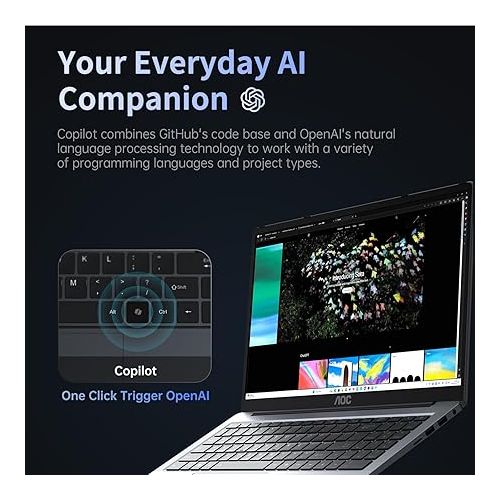  AOC AI Laptop, 16.1-inch FHD Display Laptop Computer with Intel Core Ultra5 125U, 16GB DDR5 1TB SSD, Gaming Laptop with Backlit Keyboard, Support WiFi 6, Type_C, BT5.2, One-Click with Copilot