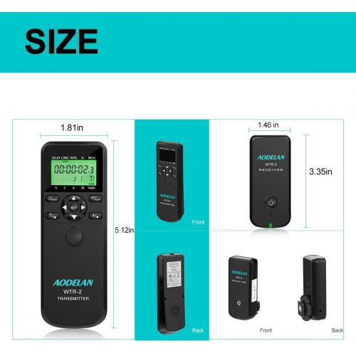  AODELAN Camera Remote Wireless Shutter Release Intervalometer with LCD for Canon EOS RP, Rebel T6, T7, T7i, 5D, 6D, 90D, SL2, 6D II, 5D IV, SX70 HS; for Fujifilm GFX 50R, X-T3; for Olympus