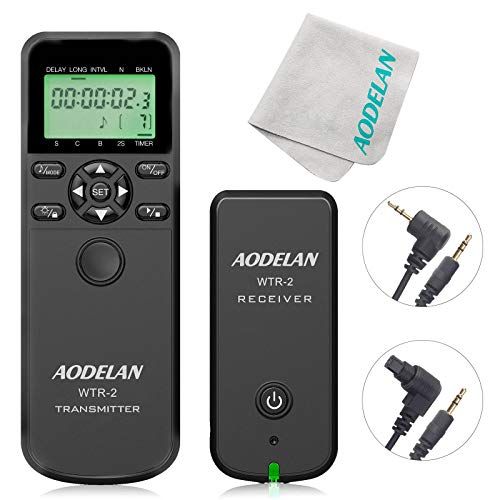  AODELAN Wireless Remote Control Shutter Release Intervalometer with Lens Cloth for Canon EOS RP, Rebel T6, T7, T7i, 5D, 6D, SL2, 6D II, 5D IV, for Fujifilm X-T3, for Olympus OM-D E-M1 Mark