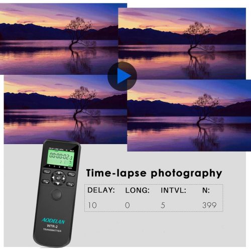  AODELAN Camera Wireless Shutter Release Timer Remote Control for Canon EOS R, RP, Rebel SL2, 250D, 750D, 90D, 80D, 77D, M6 Mark II, 5D Mark IV; Fujifilm X-T3, X-T100; Olympus OM-D