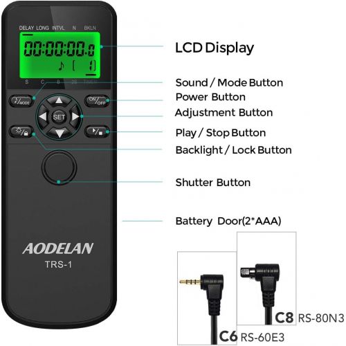  AODELAN Camera Shutter Release Timer Intervalometer for Canon EOS R, EOS RP, 90D, 5D, 6D II, 7D II; for Olympus E-M1X, E-M1 II; for Fujifilm XT3, XT30, X-T100, X-H1