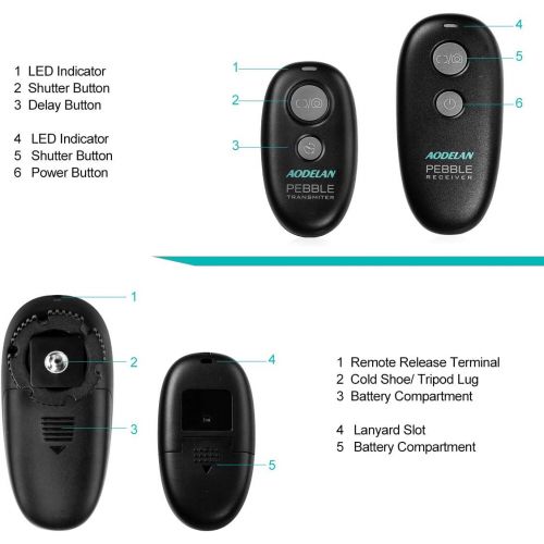  AODELAN Camera Remote Wireless Shutter Release for Canon EOS RP, Rebel T6, T7, SL2, 5D Mark II, 6D Mark II, 7D Series, 5D Series; for Fujifilm X-T3; for Olympus OM-D E-M1 Mark II; for Pent