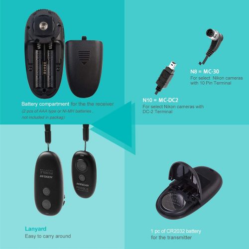  AODELAN Camera Wireless Shutter Release Remote Control for Nikon D850,D810,D700, D500, D4, D5, D4s, D3100, D5000, D7200, D600, D610, D750, D3200, D3300 Replace MC-DC2 and MC-30A